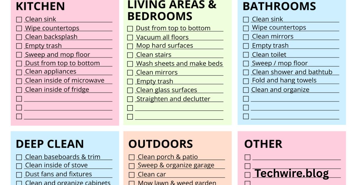 Daily House Cleaning Schedule Printable
